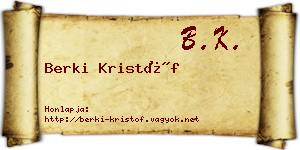 Berki Kristóf névjegykártya