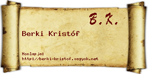 Berki Kristóf névjegykártya